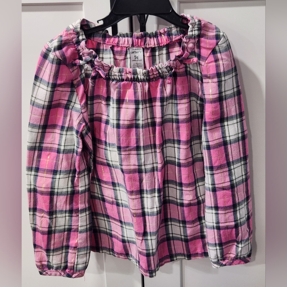 Carter's Pink and White Plaid Blouse